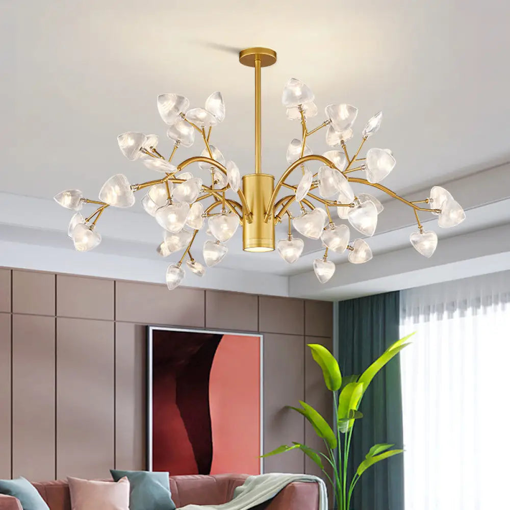 Modern Firefly Ribbed Acrylic Pendant Light – Led Hanging Chandelier For Living Room 54 / Gold