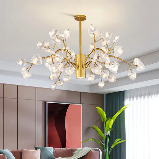 Modern Firefly Ribbed Acrylic Pendant Light – Led Hanging Chandelier For Living Room 54 / Gold