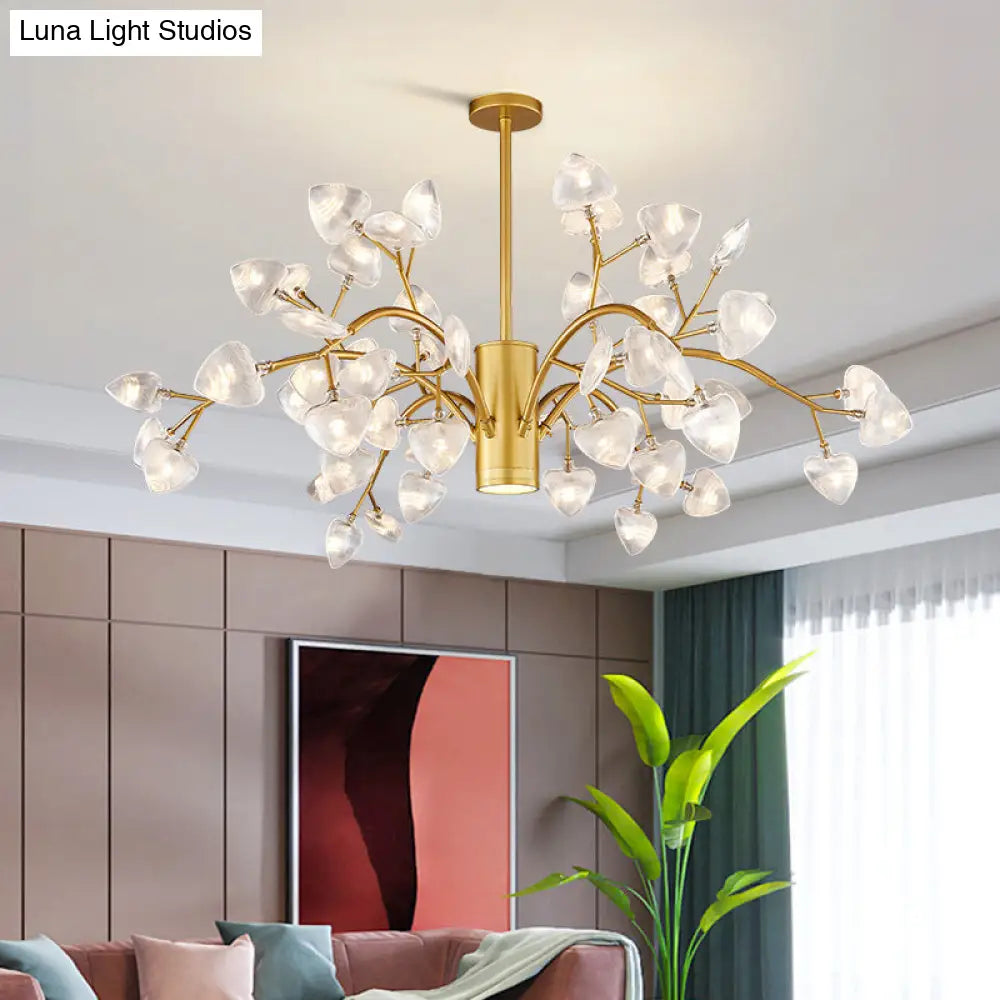 Sleek Firefly Chandelier Pendant Light: Ribbed Acrylic Led | Living Room Hanging Light 54 / Gold