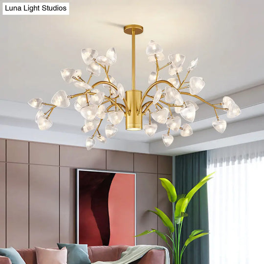 Sleek Firefly Chandelier Pendant Light: Ribbed Acrylic Led | Living Room Hanging Light 54 / Gold