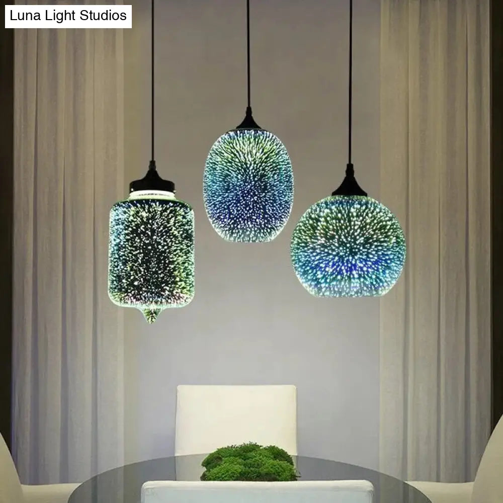 Modern Firework Glass Pendant Lamp For Dining Room With 1 Bulb - Geometry Design