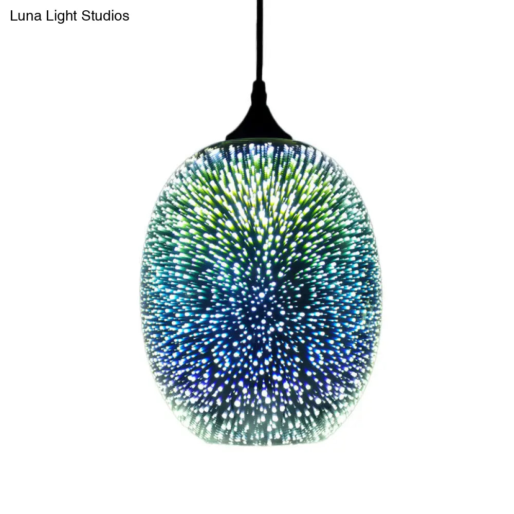 Modern Geometry Glass Pendant Lamp 3D Firework Design 1-Bulb Hanging Light Fixture For Dining Room