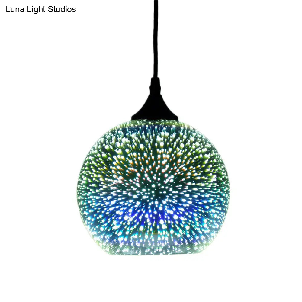 Modern Geometry Glass Pendant Lamp 3D Firework Design 1-Bulb Hanging Light Fixture For Dining Room