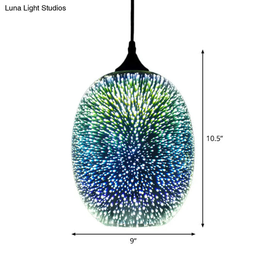 Modern Geometry Glass Pendant Lamp 3D Firework Design 1-Bulb Hanging Light Fixture For Dining Room