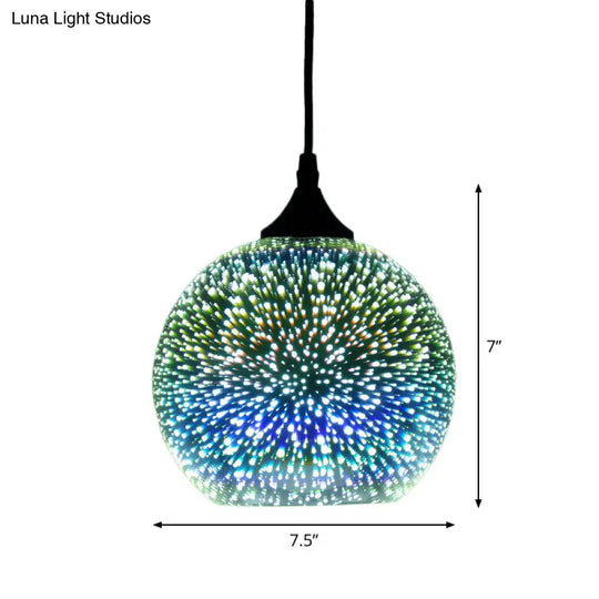 Modern Geometry Glass Pendant Lamp 3D Firework Design 1-Bulb Hanging Light Fixture For Dining Room