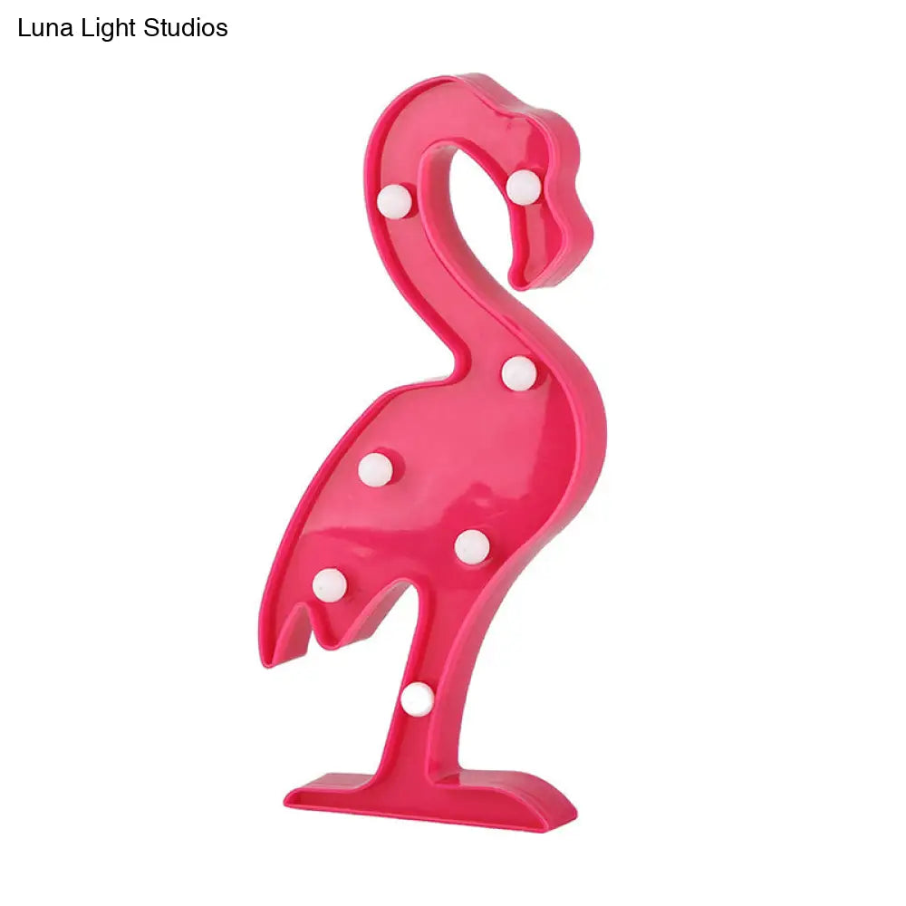 Modern Flamingo Night Lamp - Pink Plastic Finish Battery Led Wall Light