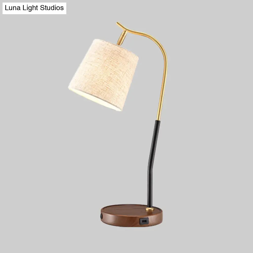 Modern Flare Fabric Task Lighting: 1 Bulb Red Brown/Beige Reading Lamp For Living Room