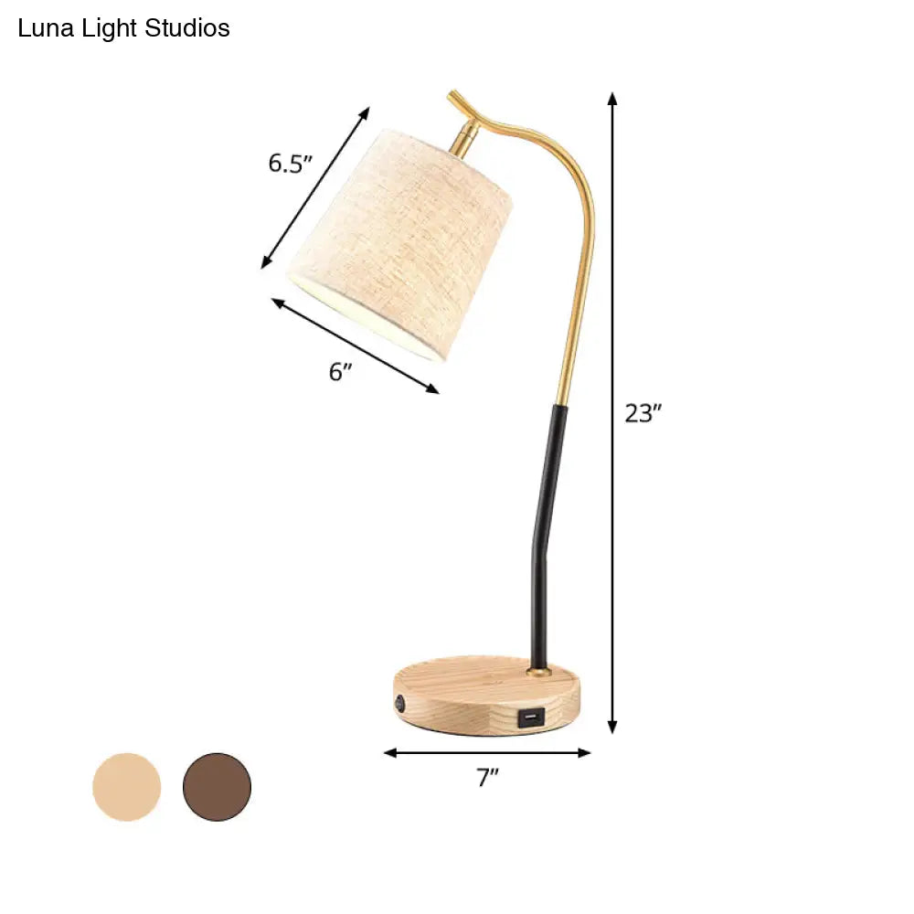 Modern Flare Fabric Task Lighting: 1 Bulb Red Brown/Beige Reading Lamp For Living Room