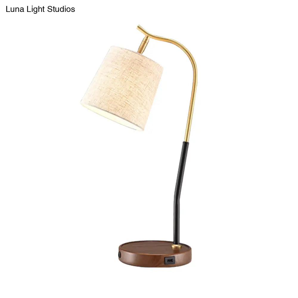 Modern Flare Fabric Task Lighting: 1 Bulb Red Brown/Beige Reading Lamp For Living Room