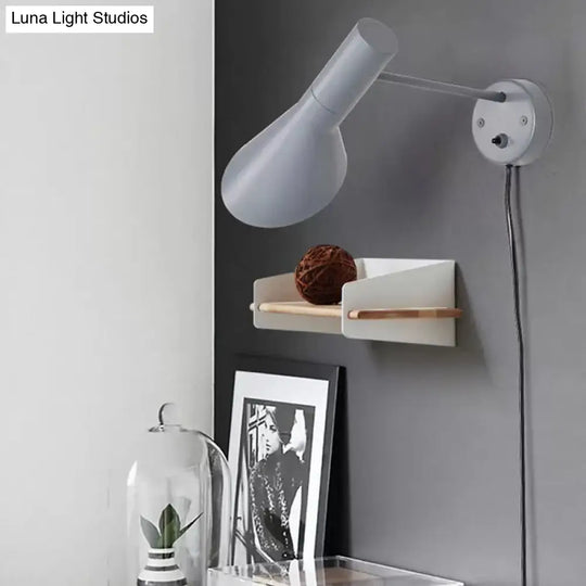 Modern Flare Wall Sconce Light In White/Grey With Rotating Node