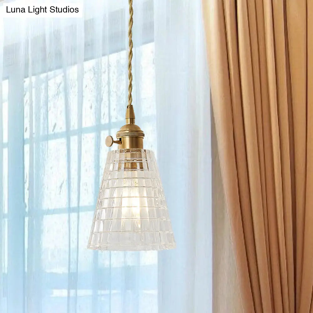 Modern Brass Flared Glass Pendant Light - Clear And Stylish