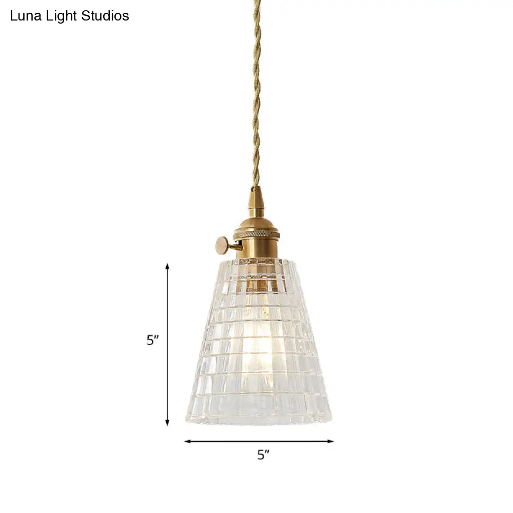 Modern Brass Flared Glass Pendant Light - Clear And Stylish