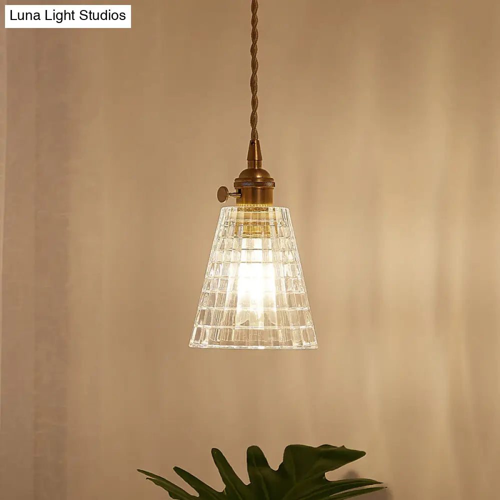 Modern Brass Flared Glass Pendant Light - Clear And Stylish