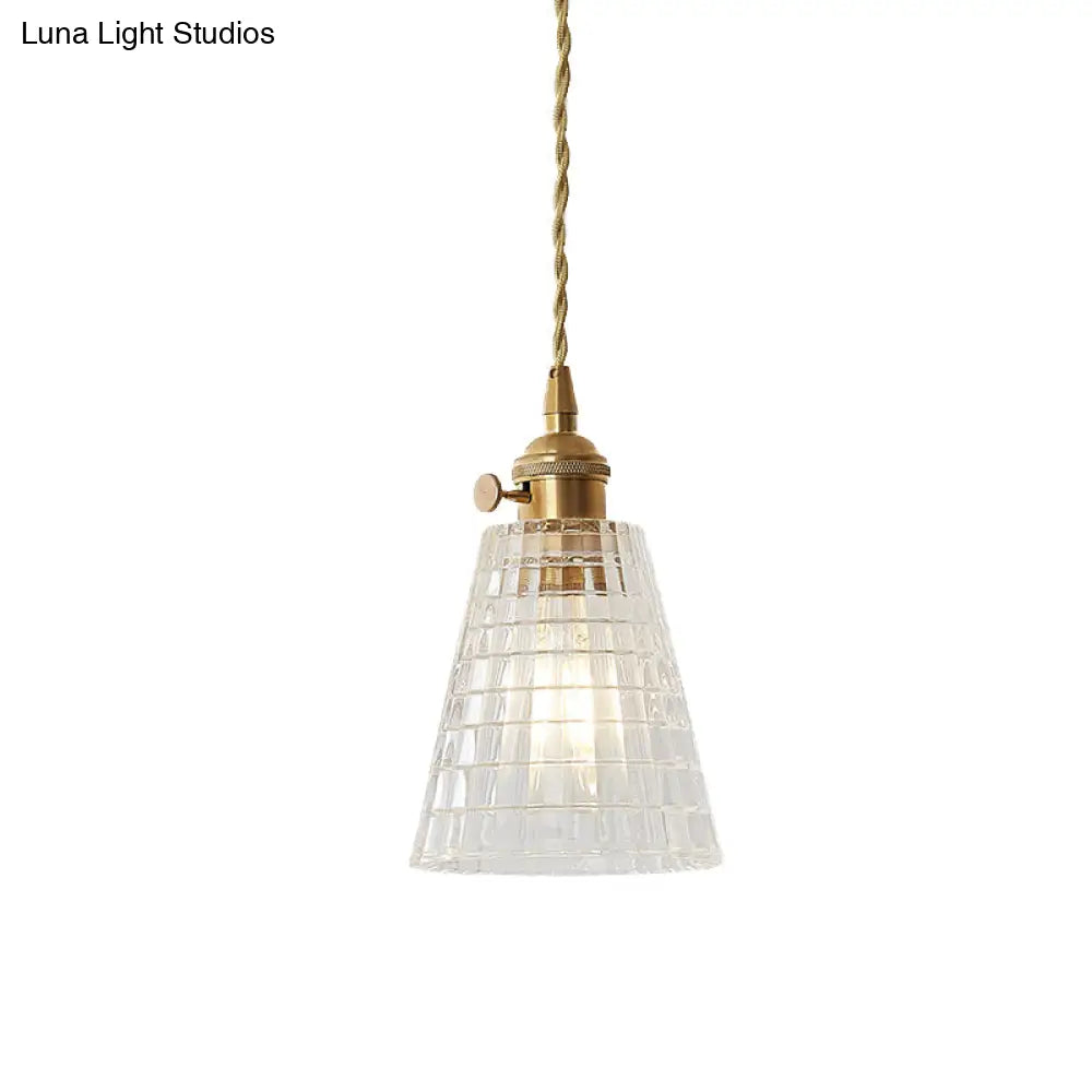 Modern Brass Flared Glass Pendant Light - Clear And Stylish