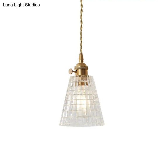 Modern Brass Flared Glass Pendant Light - Clear And Stylish