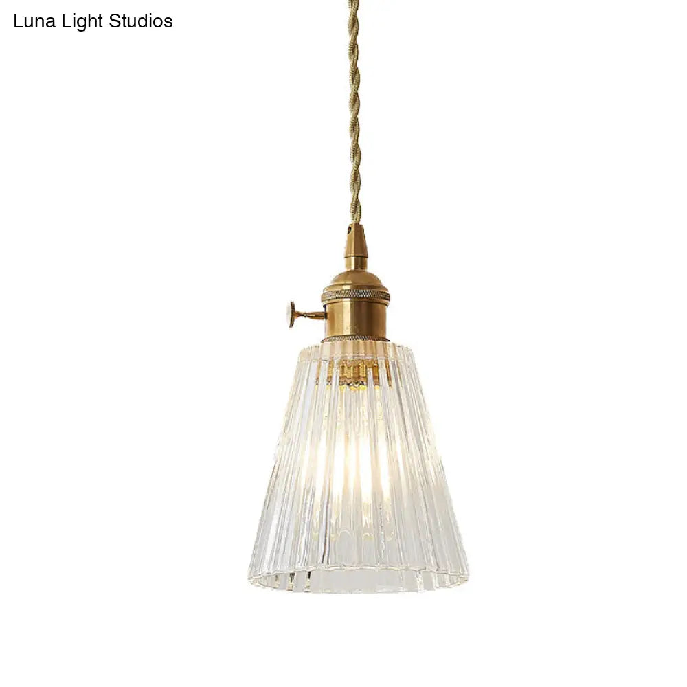 Modern Brass Flared Glass Pendant Light - Clear And Stylish