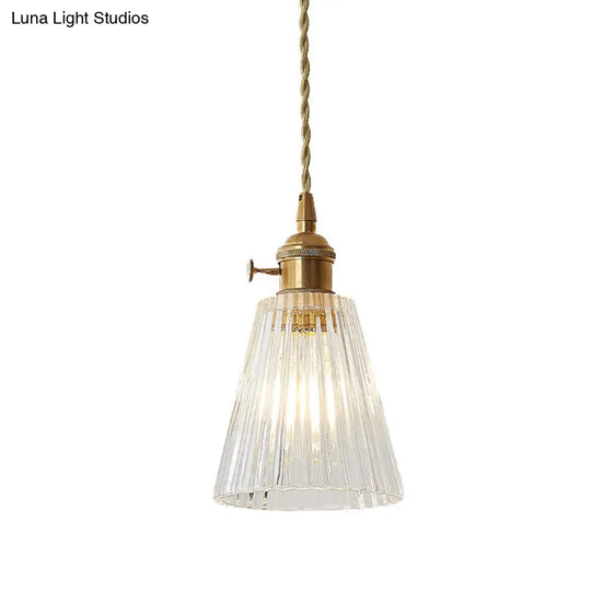 Modern Brass Flared Glass Pendant Light - Clear And Stylish