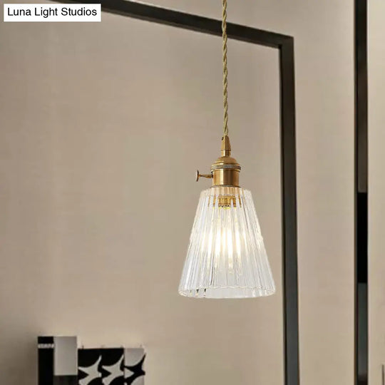 Modern Brass Flared Glass Pendant Light - Clear And Stylish