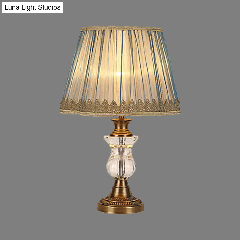 Modern Flared Fabric Desk Lamp With Metallic Base - 1 Head Gold Table Light