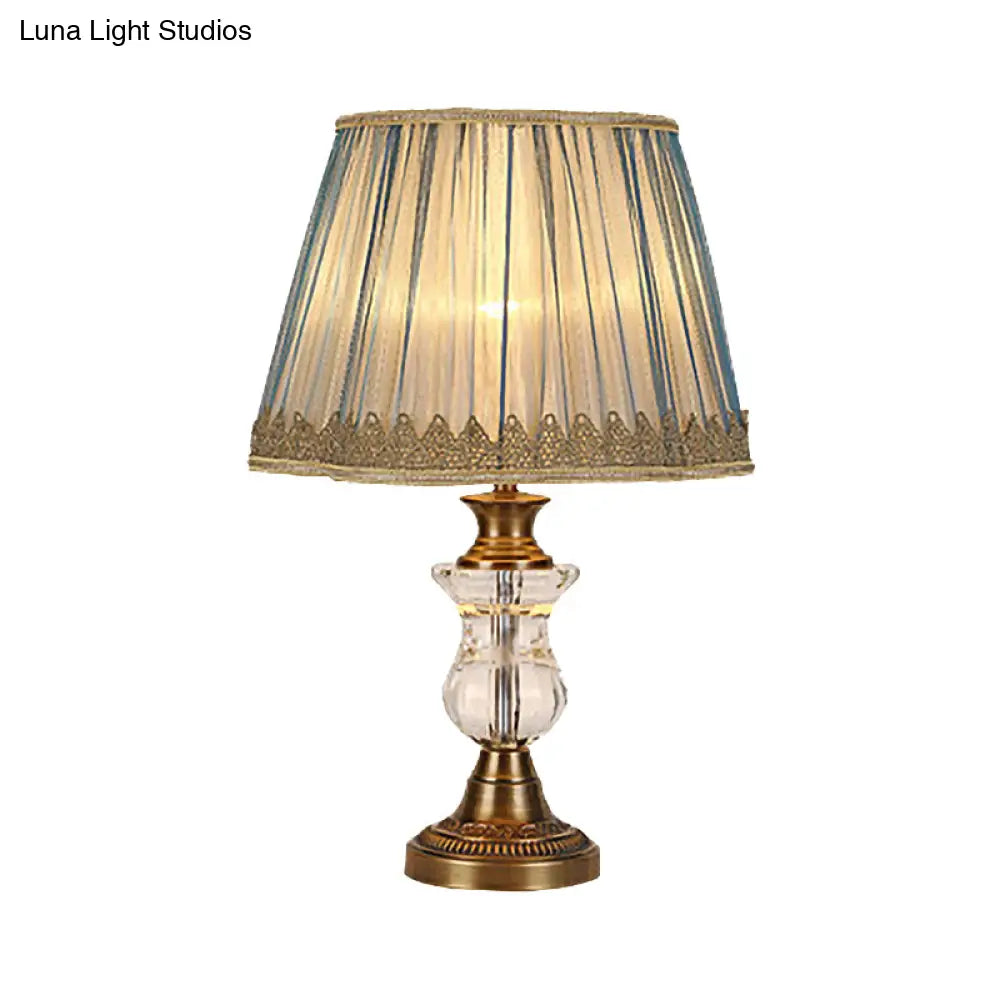 Modern Flared Fabric Desk Lamp With Metallic Base - 1 Head Gold Table Light