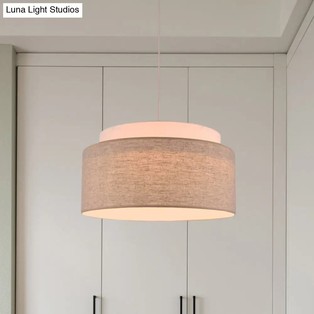 Modern Flaxen Double Circular Chandelier Light - Hand Woven Fabric Drop Lamp (5-Bulb) For Hotels