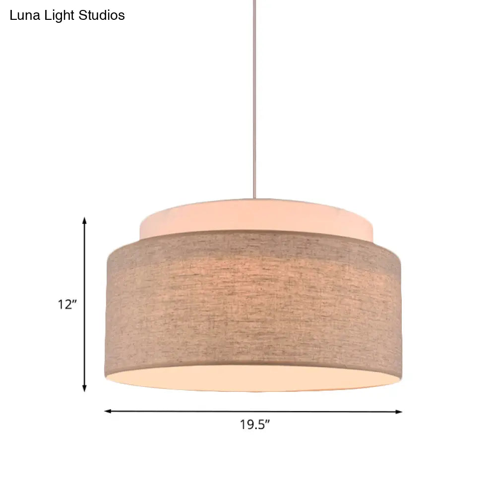 Modern Flaxen Double Circular Chandelier Light - Hand Woven Fabric Drop Lamp (5-Bulb) For Hotels