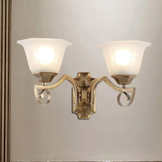 Modern Floral Corridor Wall Sconce With Opal Glass And Gold Metallic Finish 2 /