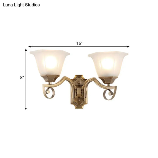 Modern Floral Corridor Wall Sconce With Opal Glass And Gold Metallic Finish