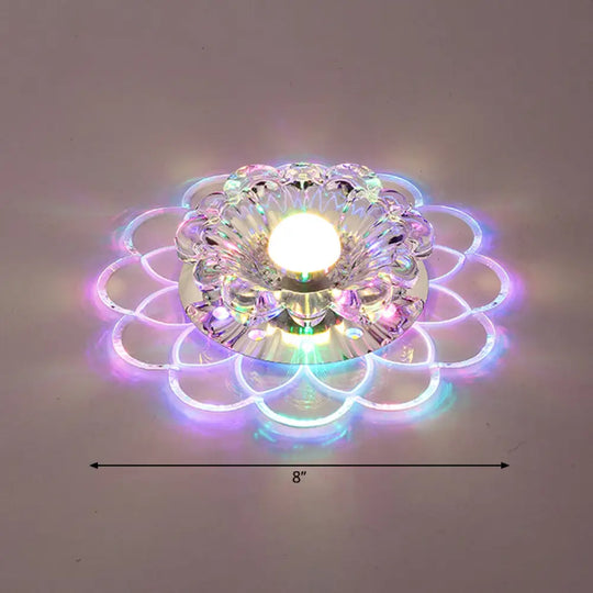 Modern Floral Flush Ceiling Light - Crystal Led Mount For Clear Entryway Lighting / Multi Color