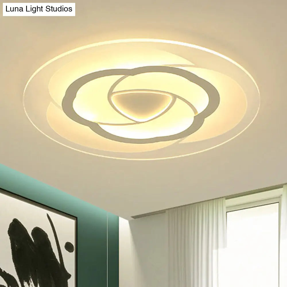 Modern Floral Flushmount Led Ceiling Light In Warm/White 16/19.5/23.5 Wide White / 16 Warm
