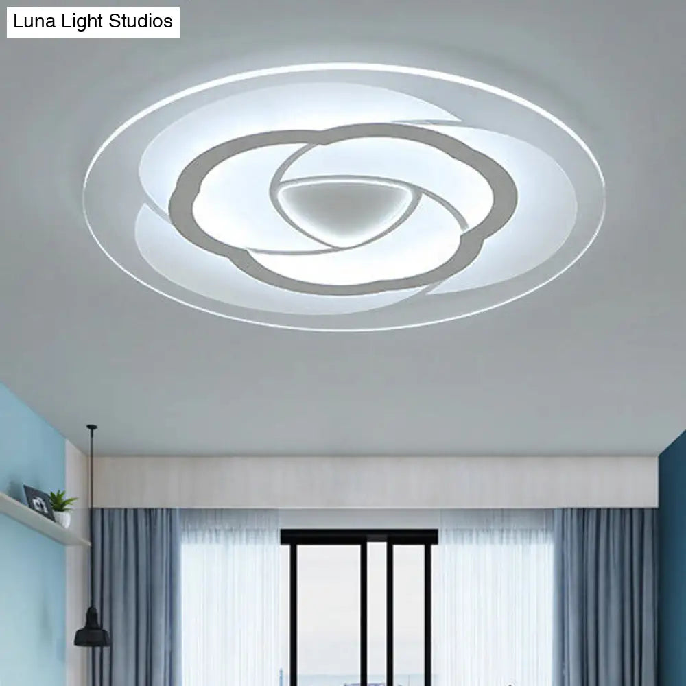 Modern Floral Flushmount Led Ceiling Light In Warm/White 16/19.5/23.5 Wide White / 16