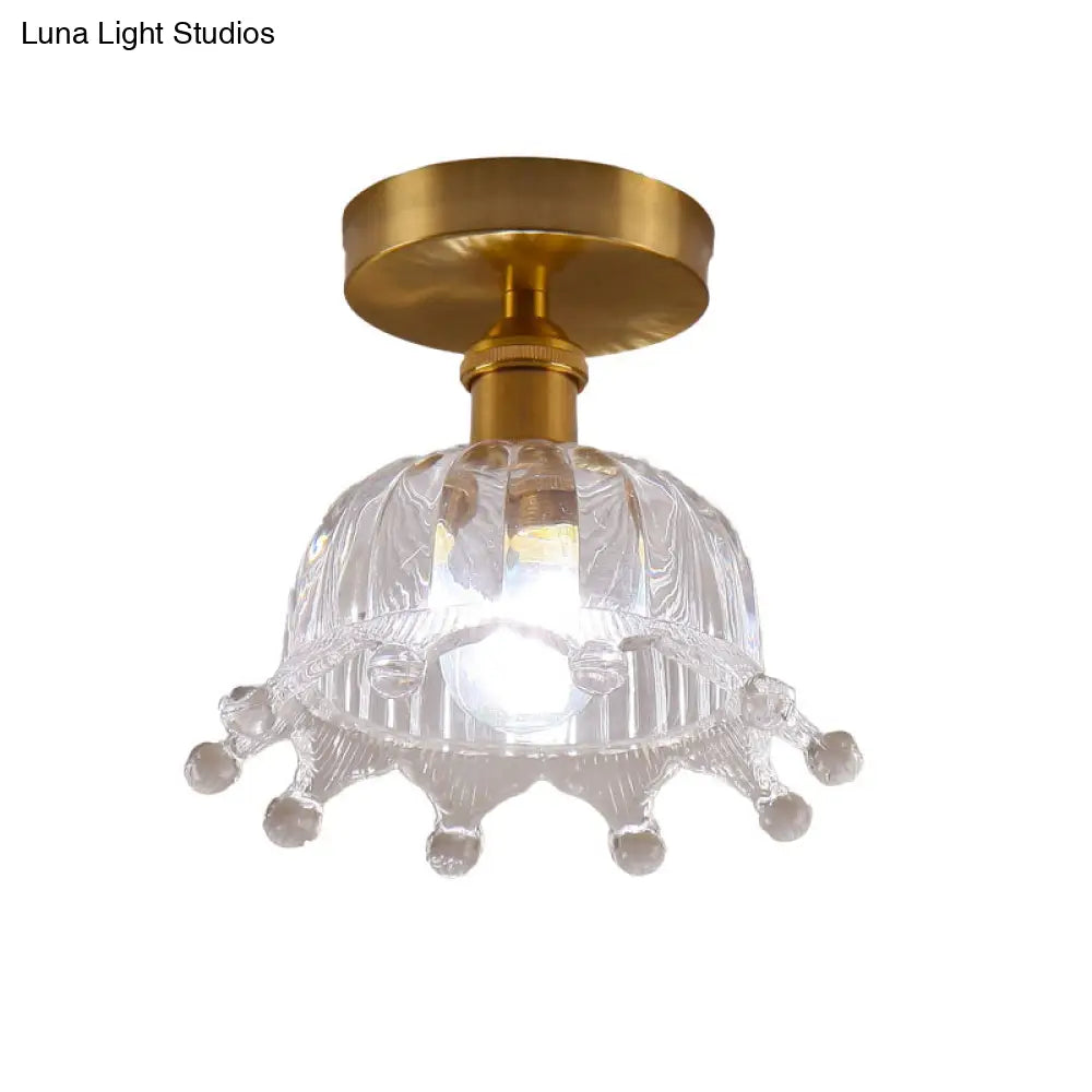 Modern Floral Glass Ceiling Light - Elegant Single - Bulb Foyer Flush Fixture