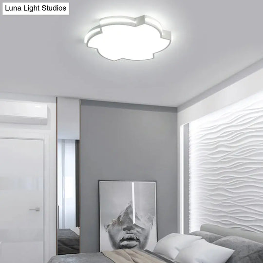 Modern Floral Led Ceiling Lamp For Bedroom/Balcony - White Flush Mount Light