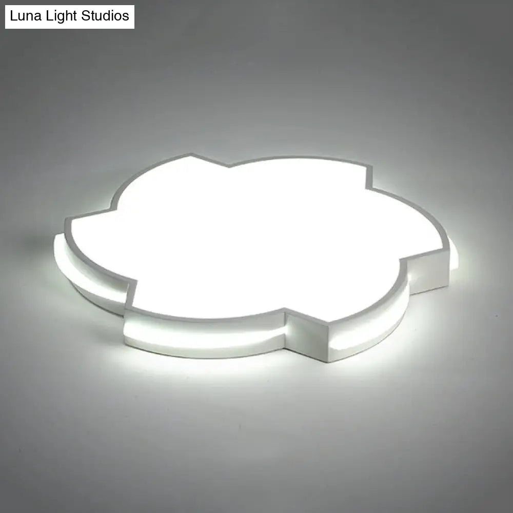 Modern Floral Led Ceiling Lamp For Bedroom/Balcony - White Flush Mount Light / 16