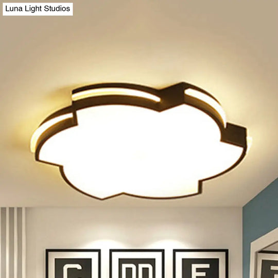 Modern Floral Led Ceiling Lamp For Bedroom/Balcony - White Flush Mount Light Black / 16 Warm