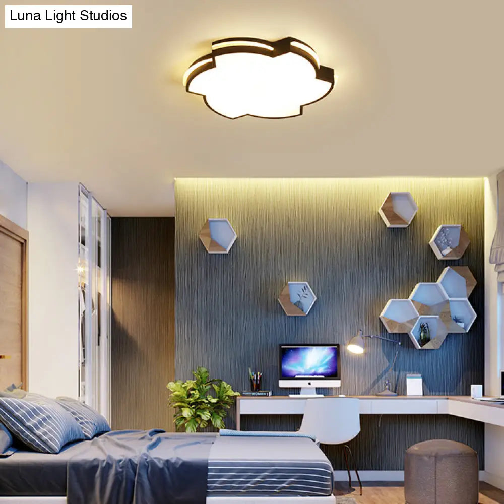 Modern Floral Led Ceiling Lamp For Bedroom/Balcony - White Flush Mount Light