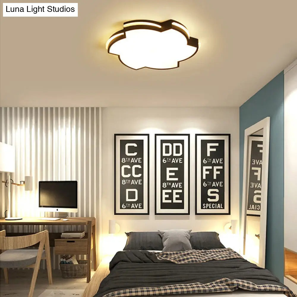 Modern Floral Led Ceiling Lamp For Bedroom/Balcony - White Flush Mount Light