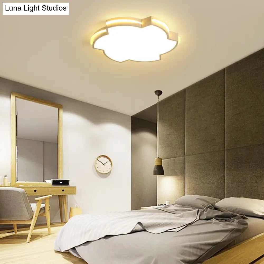 Modern Floral Led Ceiling Lamp For Bedroom/Balcony - White Flush Mount Light