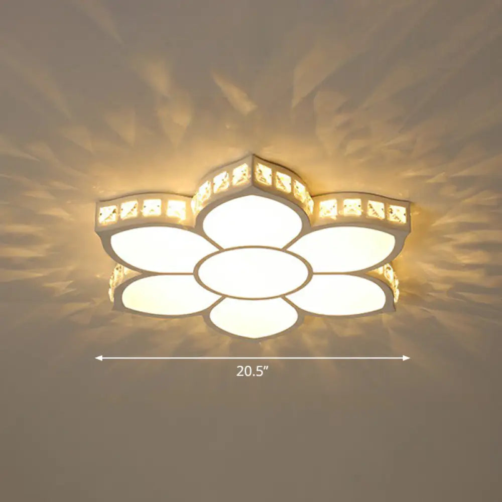 Modern Floral Led Ceiling Light With Clear Crystal Accents - Minimalist Design / 20.5’ B