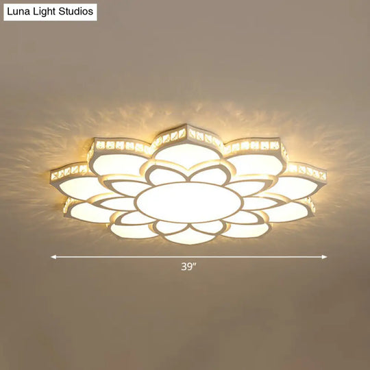 Modern Floral Led Ceiling Light With Clear Crystal Accents - Minimalist Design / 39 B