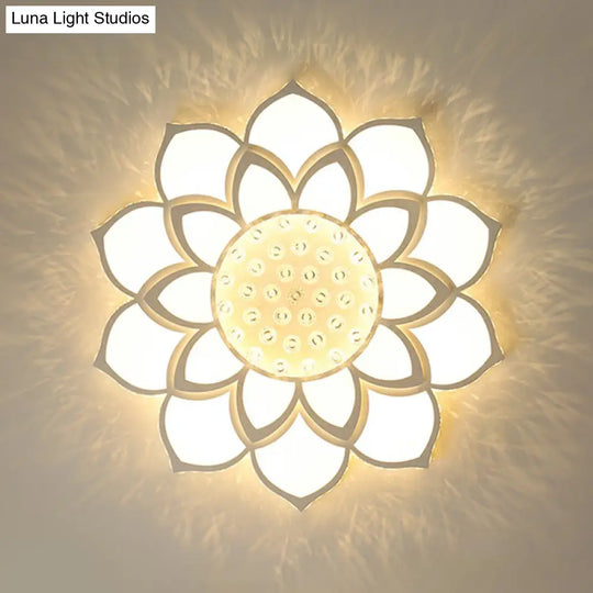 Modern Floral Led Ceiling Light With Clear Crystal Accents - Minimalist Design