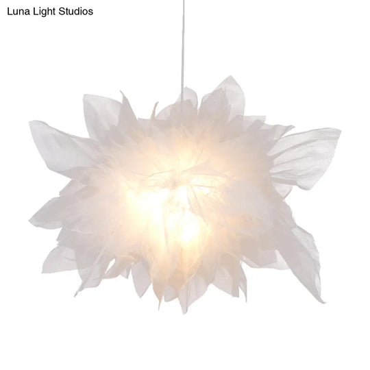 Modern Floral Pendant Light In White Perfect For Bedroom Decor