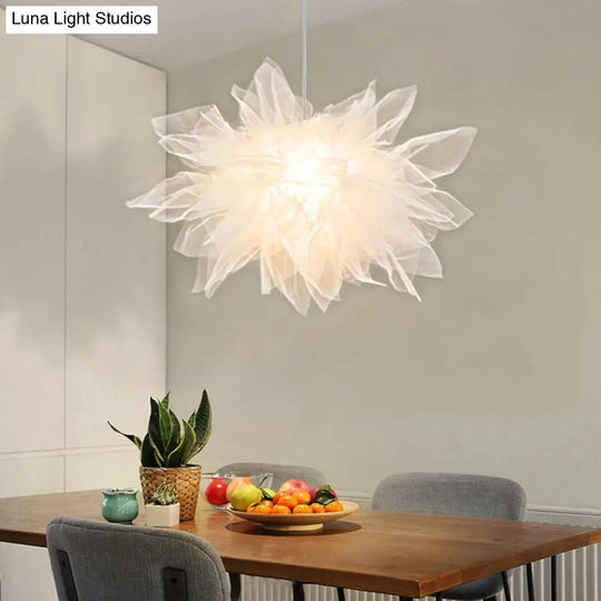 Floral Pendant Light: Modern White Hanging Lamp For Bedroom Décor / 18