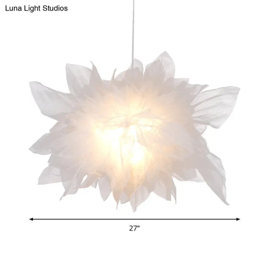 Floral Pendant Light: Modern White Hanging Lamp For Bedroom Décor