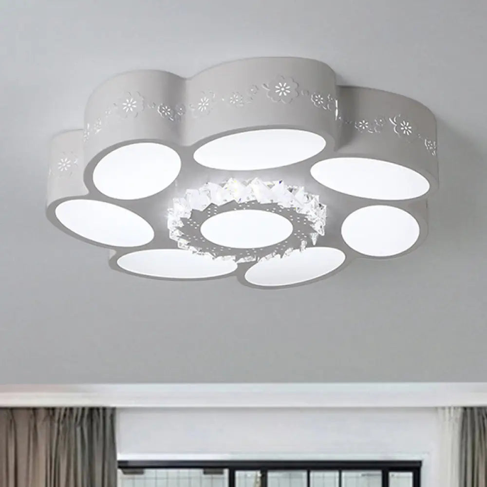 Modern Flower Flush Mount Lamp: Stylish Metallic Led Ceiling Light In Warm/White Stepless Dimming &