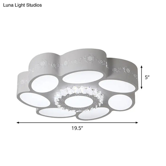 Modern Flower Flush Mount Lamp: Stylish Metallic Led Ceiling Light In Warm/White Stepless Dimming &