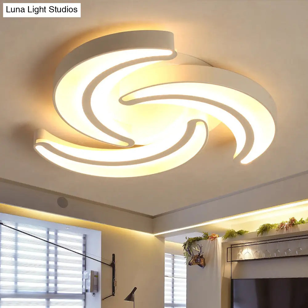 Modern Flower Flush Mount Led Ceiling Light In White For Hotels