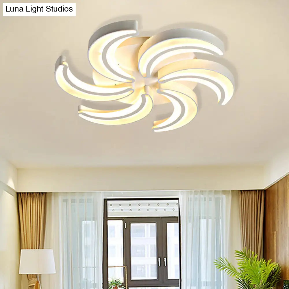 Modern Flower Flush Mount Led Ceiling Light In White For Hotels 6 / Warm