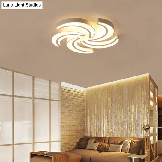 Modern Flower Flush Mount Led Ceiling Light In White For Hotels