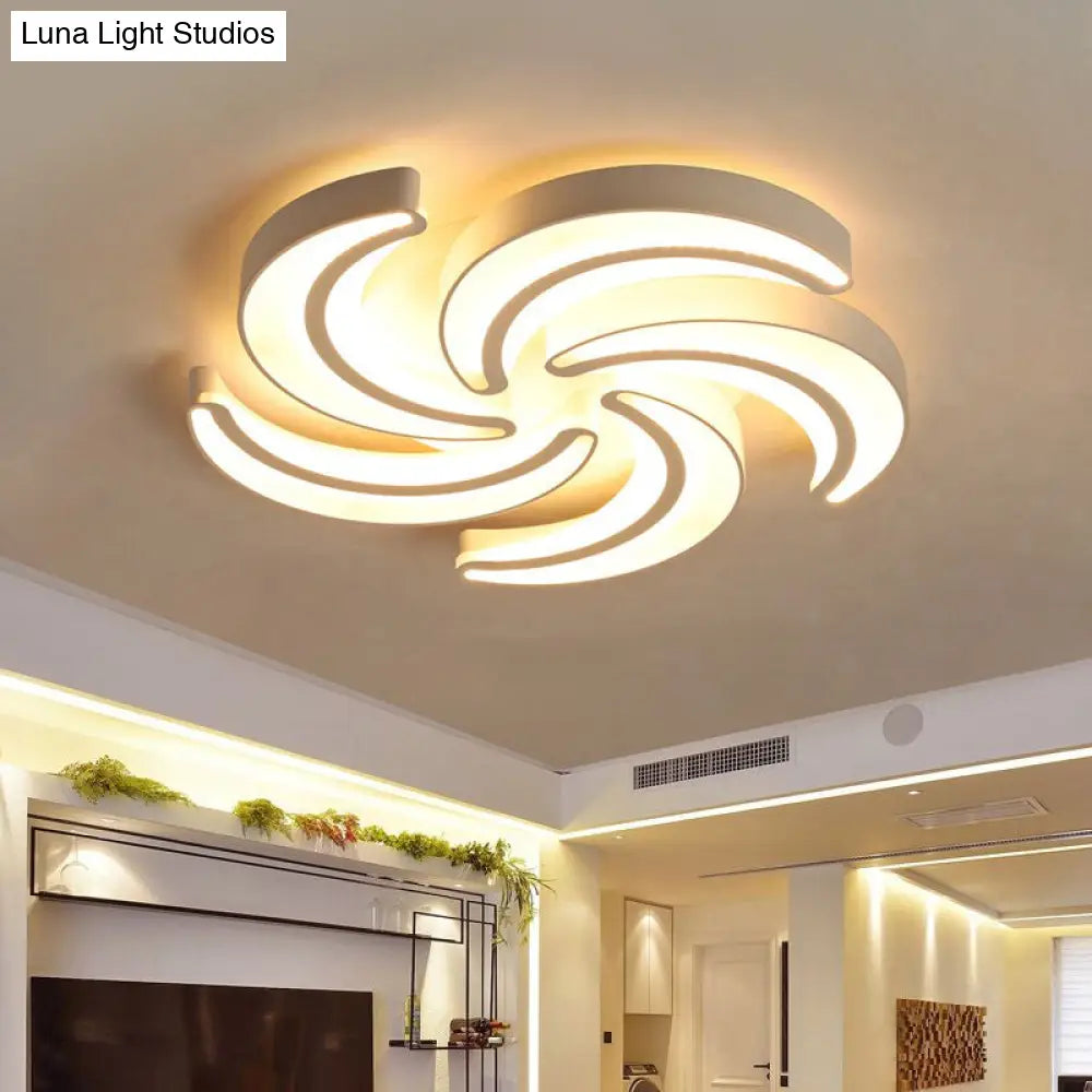 Modern Flower Flush Mount Led Ceiling Light In White For Hotels